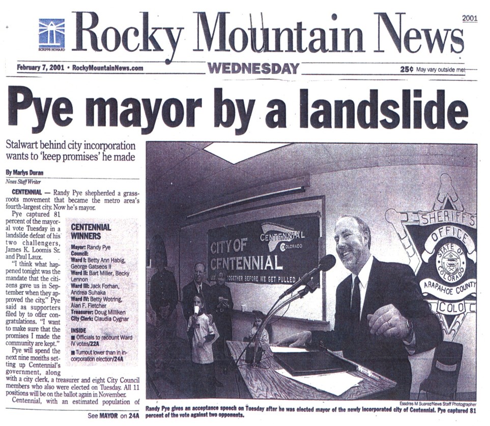 Article Pye mayor by landslide 